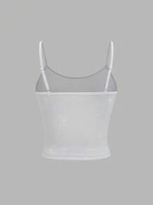 SHEIN Unity Women's Stylish Sexy Minimalist Silver Metallic Camisole.  Spring And Summer Essentials. Super Festive. - Silver - View 2