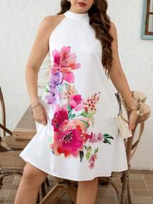 SHEIN Clasi 大码女式花卉印花露背连衣裙，度假风格女士服装连衣裙女士春季连衣裙女士短裙大码春季连衣裙大码连衣裙夏季大码夏季连衣裙波西米亚风女士连衣裙女士夏季服装 - 彩色 - 查看 7