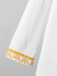 SHEIN Leap Crew 2pcs/Set Tween Boy Casual Gentleman Style Mandarin Collar Long Sleeve Shirt Jacket And Pants Set, Suitable For Commuting, School, Daily Casual Wear, Sports, Spring/Summer - White - View 5