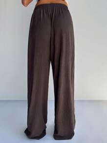 SHEIN Forever 21 Women Brown Texture Vacation Casual Home Pants