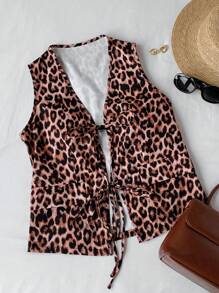 Comfortcana Parte superior de vacaciones con gráfico de leopardo para mujeres en conciertos de verano y festivales de música country - Multicolor - Ver 1