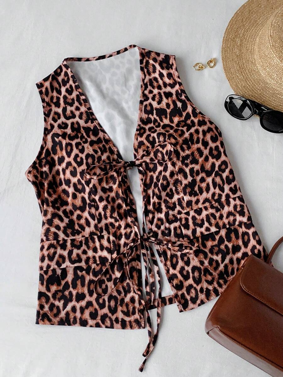 Comfortcana Parte superior de vacaciones con gráfico de leopardo para mujeres en conciertos de verano y festivales de música country - Multicolor - Ver 1