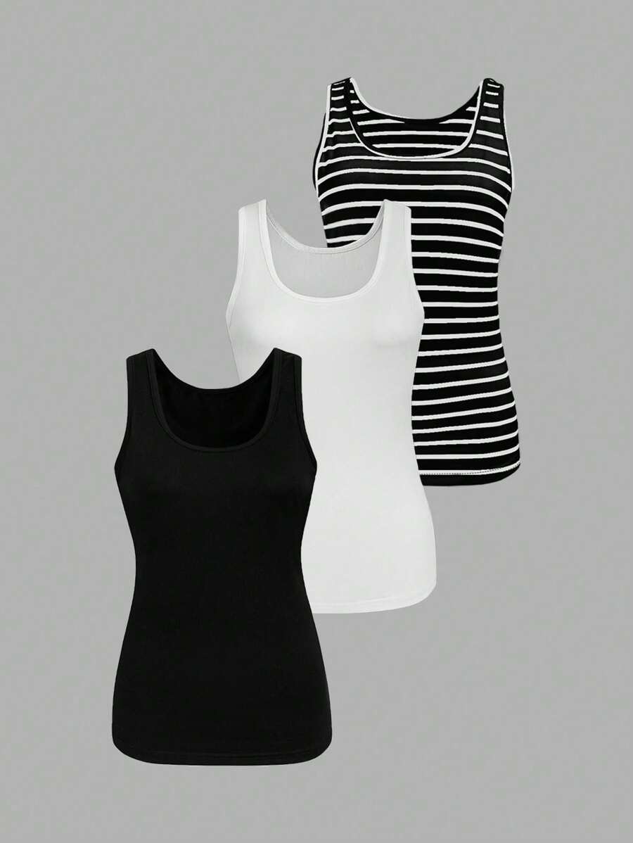 Chiquease Women's Casual Versatile Comfortable Round Neck Tank Top - Multicolor - View 1