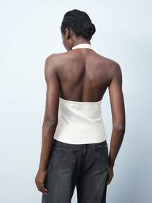 Maija Women's Solid Color Metal Chain Strap Fitted Tank Top Valentine's Day,Going Out Tops Women - White - View 7