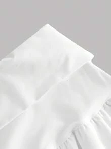 Girlism Teen Girl White Solid Low Waist Cute Dual Layer Flounce Cake Skirt With Anti-Flashing Shorts, Collegiate Style Cake Skirt