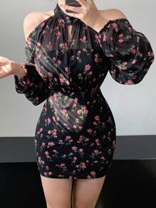 DAZY 女士返校迷你连衣裙，秋季长袖连衣裙，碎花邮轮套装 - 彩色 - 查看 6