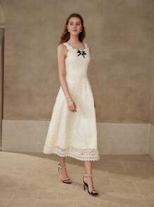 MOTF PREMIUM VÁY REN NƠ TƯƠNG PHẢN - Màu be - Xem 5