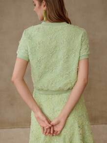 MOTF PREMIUM MESH FLORAL PATTERN T-SHIRT - Green - View 3