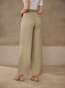 MOTF PREMIUM PRESS CREASE BELTED SUIT PANTS - Khaki - View 4