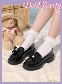 Dola Lovely Women's Brown Cute And Simple Lolita Platform Pumps - Black - View 7