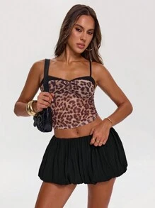 SHEIN BAE Minifalda tulipán de unicolor simple para mujer - Negro - Ver 4