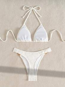 SHEIN Swim 2 chiếc vỏ kim loại trang trí chi tiết đan dây mảnh gợi cảm thanh lịch bikini đồ bơi, thích hợp cho buổi tiệc đi chơi ngày lễ mùa hè - Nhiều màu - Xem 7
