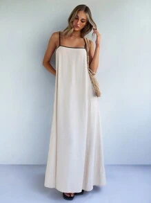 Forever 21 Women Casual Loose Contrast Color Strap Dress