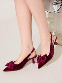 CUCCOO CHICEST Women's Red Velvet Bow Slingback Flats, Elegant For Commute, Date, Wedding, Office, Formal Events Spring Shoes Spring Break Easter