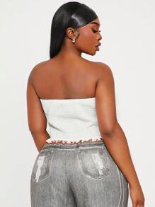 SHEIN SXY Women Plus Size  Spring/Summer Digit Print Bandeau Top,Ibiza,Nashville,Rave,Modest,Chic,