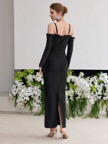 MOTF Soiréza VESTIDO CON DETALLES DE PERLAS FALSAS Y CREMALLERA - Negro - Ver 5