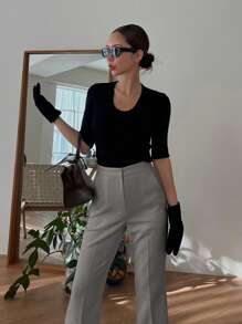 DAZY Women's Long Flared Pants, Slimming And Lengthening,Women Dress Pants