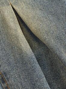 SHEIN MOD Chaqueta vaquera de mujer con mangas largas y hombros descubiertos, con diseño de flecos