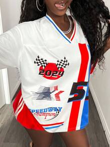 BamGleam Camiseta suelta de mujer de moda casual con estampado de BamGlam