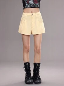 SHEIN EZwear Women's Summer Cowgirl  Western Wear Boho  Grunge Streetwear Linen Textured Double Waistband  Track Shorts