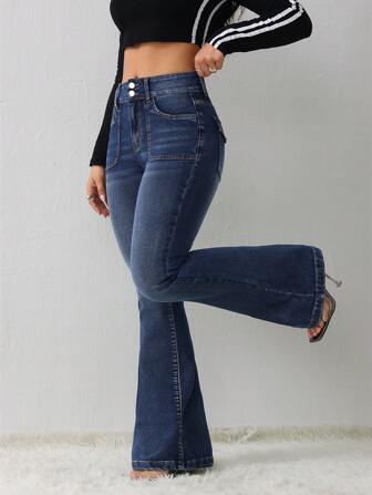 SHEIN Tall Women's Jeans Casual Skinny Stretch Flared Jeans Jeans, Fall Women Clothes