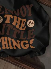 SHEIN Baby Boy Slogan & Cartoon Graphic Sweatshirt Autumn Winter Clothes FoGirlen - Black - View 3