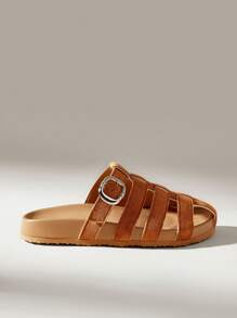 Solecia Women Fashion Brown Open Toe Lace Up Flat Comfortable Sandals, Suitable For Spring/Summer Vacation - Brown - View 6