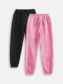 SHEIN EZwear 2pcs Women Casual Solid Color Sweatpants - Multicolor - View 2
