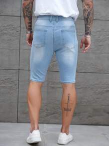 Manfinity LEGND Men's Light Blue Washed Loose Casual Denim Shorts, Urban Chill