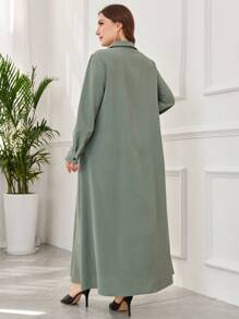 Lacomfia Vestido casual y holgado de camisa larga con bordados para mujeres de talla grande, modesto