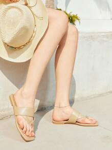 Styleloop Sandalias planas casuales para mujer, adecuadas para uso diario y vacaciones - Marrón - Ver 2