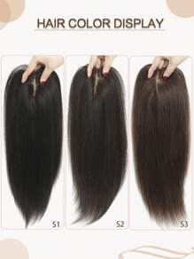 12 吋女髮飾真人髮飾直髮飾女式稀疏髮質 4*3 吋底座尺寸髮飾夾接髮深棕色髮片 - S2 - 查看 8