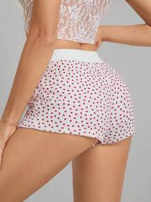 SHEIN Tall Mallas ultra cortas de cintura baja con estampado de lunares en forma de corazón, estilo Y2K