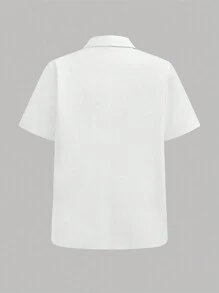 SHEIN Leap Crew 2 件套青少年男孩休闲白色口袋衬衫和仿灰色短裤，绅士西装适合街头、朋克、摇滚、学校、日常穿着、派对、音乐节，适合春夏季 - 彩色 - 查看 8