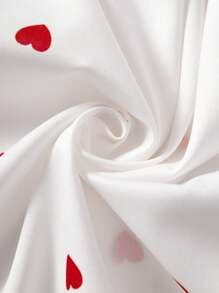 SHEIN Leap Crew Young Girl Casual Streetwear Fashion Woven Heart Print Long Sleeve Blouse - White - View 4