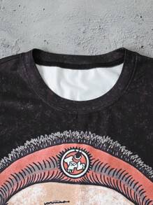 Manfinity Dauomo Men's Cartoon Character Round Neck Casual Loose Fit Tank Top - Black - View 5