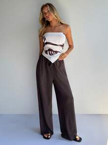 SHEIN Forever 21 Women Brown Texture Vacation Casual Home Pants