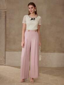 MOTF PREMIUM BUTTON DECOR PRESS CREASE SUIT PANTS - Pink - View 5