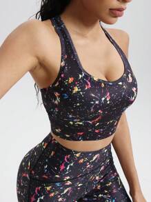 Reggiseno sportivo da donna con stampa Tintura a nodi e cutout sulla schiena per l'uso quotidiano e l'attività fisica