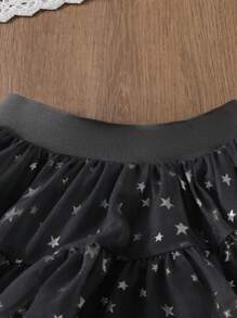SHEIN 2 pièces set : Top court texturé et jupe tutu, style élégant jeune fille - Blanc - Voir 5