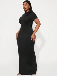 SHEIN SXY Plus Size Spring/Summer Elegant Solid Color Slim Fit Dress,Ibiza,Nashville,Rave,Modest,Chic,