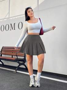 Muchica Plus Size Women Pleated Skirt,Mini Women Skirts,Black Skirts For Women,With Pockets Privacy Protection Skirt,Kawaii Skirt,Casual And Versatile,Women Winter Clothes