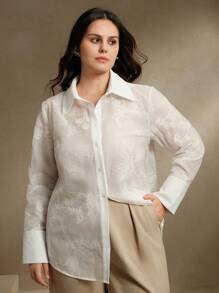 Anewsta Chemise à manches longues élégante et vintage avec col brodé de style français. Vêtements modestes pour femmes, printemps