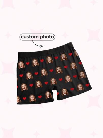 1pc Customized Valentine's Day Men's Briefs, Personalized Men's Underwear, Customized Briefs, Husband Customized Briefs, Funny Expression Customized Briefs, Valentine's Day Gift, Anniversary Gift, Birthday Gift, Wedding Gift, Gift For Girlfriend, Gift For Boyfriend, Gift For Husband, Gift For Him