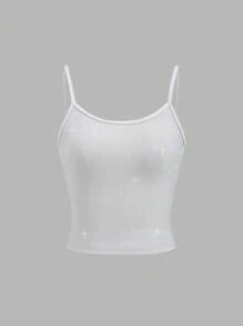 SHEIN Unity Women's Stylish Sexy Minimalist Silver Metallic Camisole.  Spring And Summer Essentials. Super Festive. - Silver - View 1