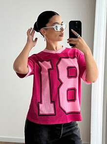 EgrlEra Áo thun in họa tiết phong cách đường phố dành cho nữ, dùng cho buổi hòa nhạc - Màu Hồng Tươi - Xem 4