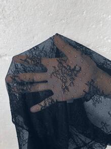 SHEIN BAE 女士优雅性感透明蕾丝上衣