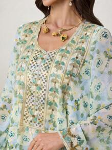 Al Najma Abito floreale ampio e modesto da donna con colletto floreale personalizzato e fantasia floreale ditsy