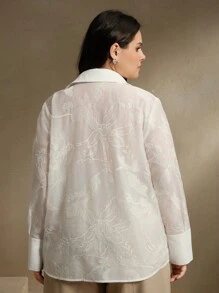 Anewsta Chemise à manches longues élégante et vintage avec col brodé de style français. Vêtements modestes pour femmes, printemps