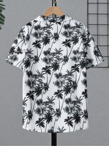 Tween Boy Minimalist Short Sleeve Shirt, Suitable For Summer - Black and White - View 2